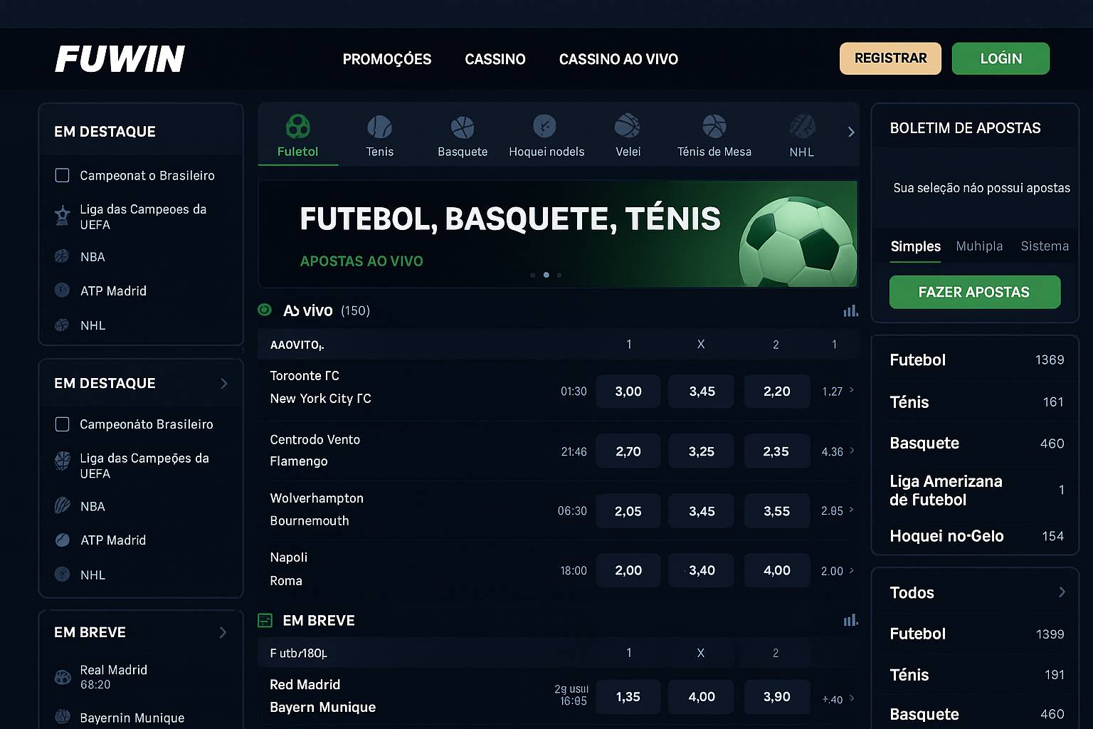 Aposte em apostas esportivas no cassino online FUWIN